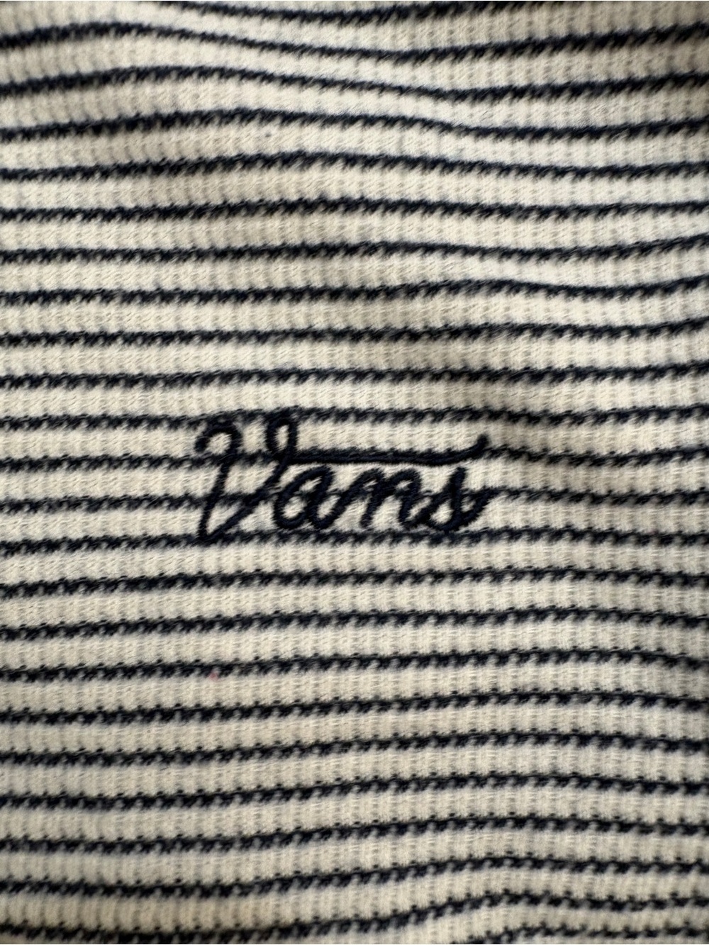 Vans Women’s Navy White Striped Waffle Knit Long Sleeve Tee XL - Picture 4 of 8